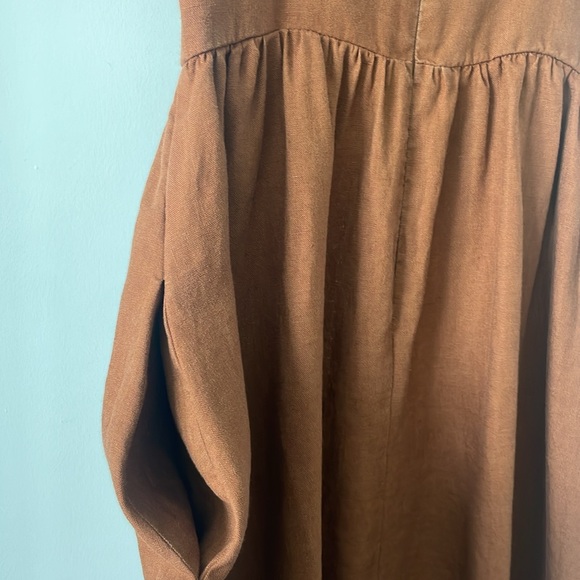 Reformation Thelma midi dress in brown linen size 2 - Picture 7 of 14
